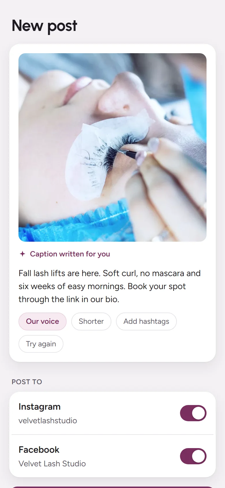 A caption written for you